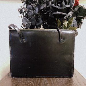 Vintage Black Leather Purse with Kissclasp